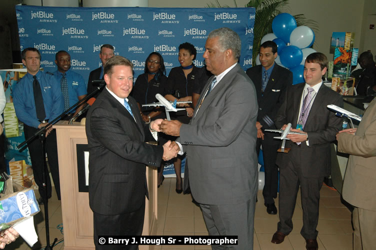 JetBue Airways' Inaugural Air Service between Sangster International Airport, Montego Bay and John F. Kennedy Airport, New York at MBJ Airports Sangster International Airport, Montego Bay, St. James, Jamaica - Thursday, May 21, 2009 - Photographs by Net2Market.com - Barry J. Hough Sr, Photographer/Photojournalist - Negril Travel Guide, Negril Jamaica WI - http://www.negriltravelguide.com - info@negriltravelguide.com...!