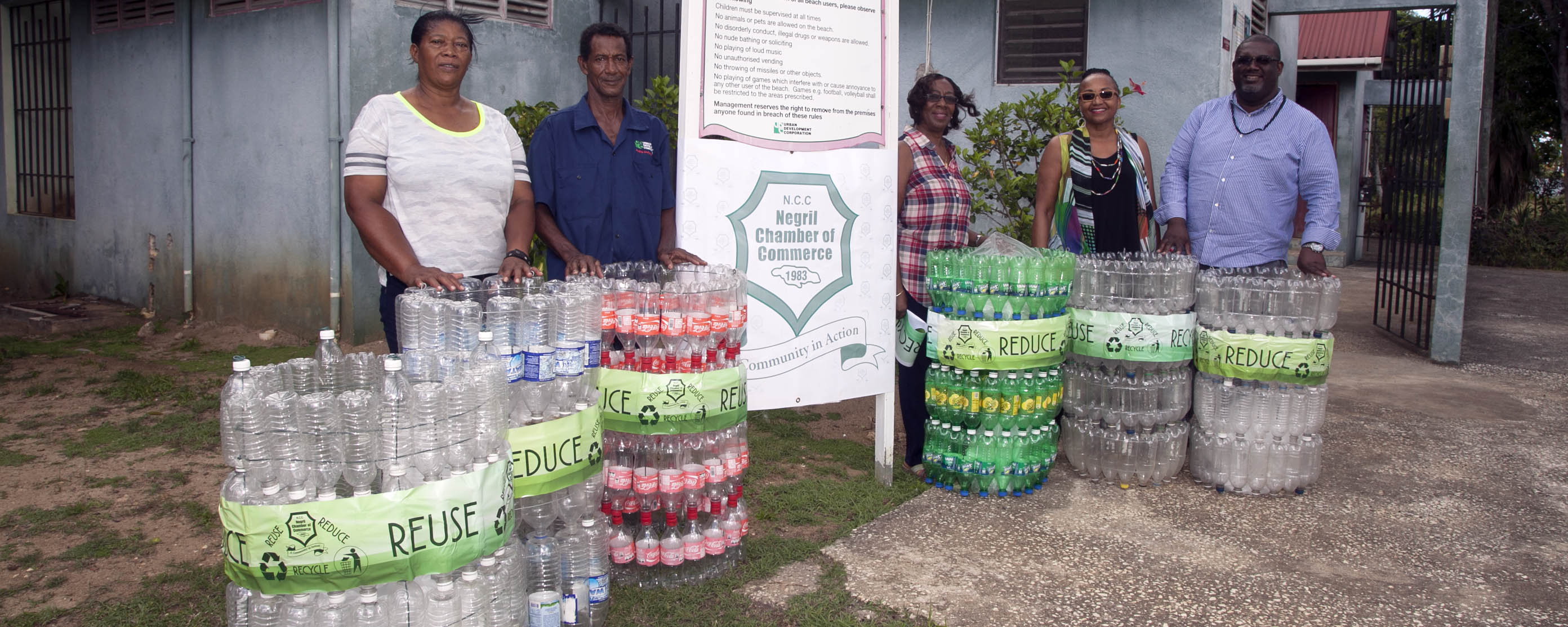 NCC Plastic Bottle Garbage Bins, Negril Jamaica