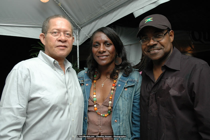 The Hon. Orette Bruce Goldwin, M.P., Prime Minister of Jamaica, Minister of Tourism, Hon. Edmund Bartlett, and Director of Tourism, Basil Smith at the Air Jamaica Jazz and Blues Festival 2008 The Art of Music - Thrusday, January 24, 2008 - Air Jamaica Jazz & Blues 2008 The Art of Music venue at the Aqaueduct on Rose Hall Resort & Counrty Club, Montego Bay, St. James, Jamaica W.I. - Thursday, January 24 - Saturday, January 26, 2008 - Photographs by Net2Market.com - Claudine Housen & Barry J. Hough Sr, Photographers - Negril Travel Guide, Negril Jamaica WI - http://www.negriltravelguide.com - info@negriltravelguide.com...!