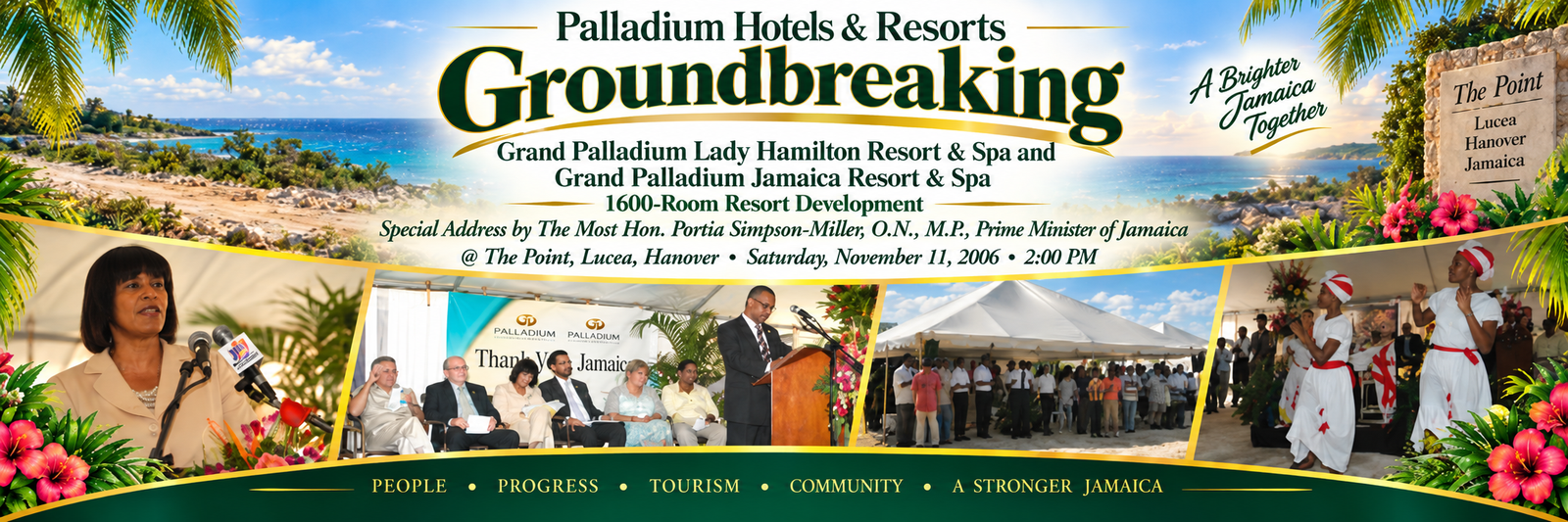 Palladium Hotels and Resorts groundbreaking ceremony at The Point, Lucea, Hanover, Jamaica, November 11, 2006