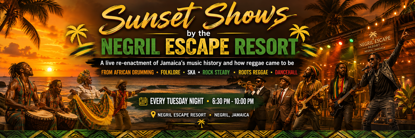 Sunset Shows by the Negril Escape Resort header
