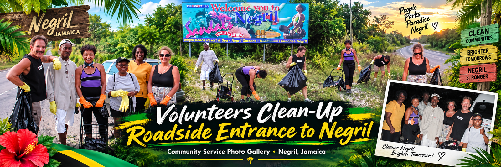 Volunteers Clean-Up Roadside Entrance to Negril